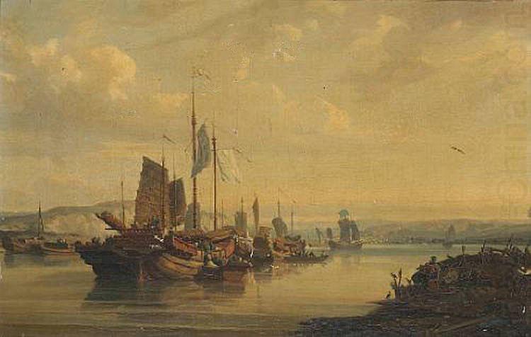unknow artist A View of Junks on the Pearl River, china oil painting image